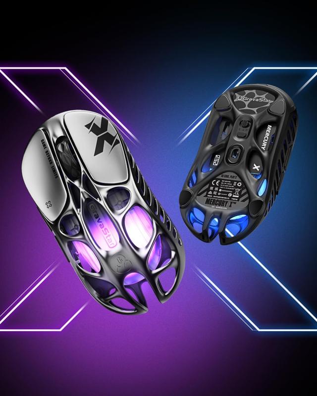 Mouse para jogos GravaStar Mercury X Ultralight 32.000 DPI cinza